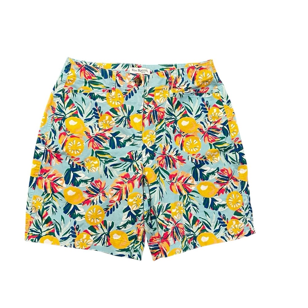 Kim Rogers 10 Petite Tropical Fruit Floral Bermuda Shorts Cruise Vacation Preppy